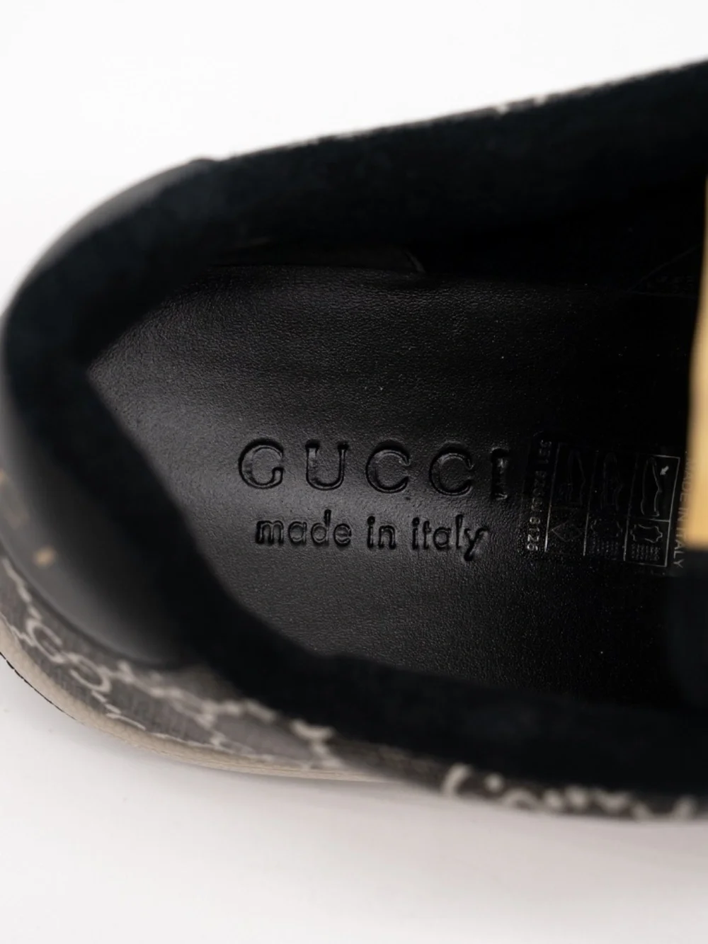 Gucci Men's Sneakers Screener Leather Black GG Supreme Web size 8.5G 9 US